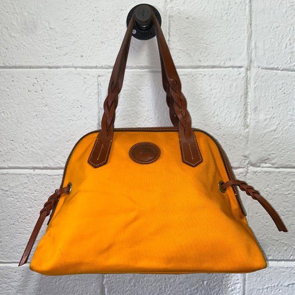 [Dooney & Bourke] Marigold Orange Nylon Domed Shoulder Satchel Handbag - Picture 2 of 12